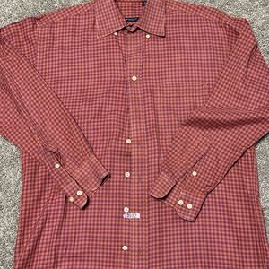 Burberry Orange and Purple Checkered Button Down Shirt